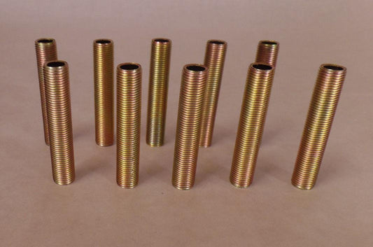 Lot Of 10 2" 1/8 IP Zinc Plated Steel Lamp Nipples 3/8" O.D., Rust Resistant - Stone Door Lamps