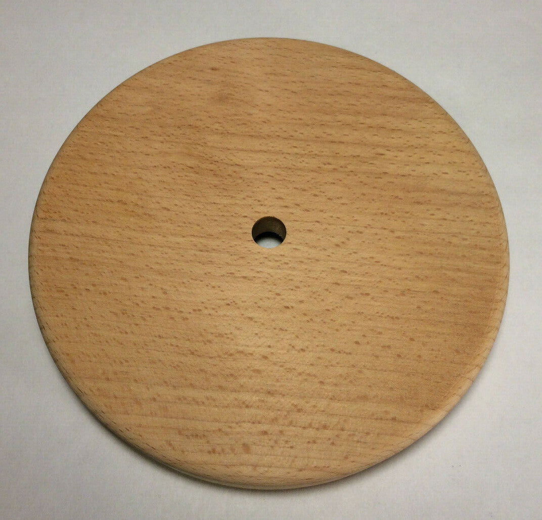 New 6" Modern Style Disc Shaped Rustic Wooden Lamp Base W/ Wire Way Hole #WB314U