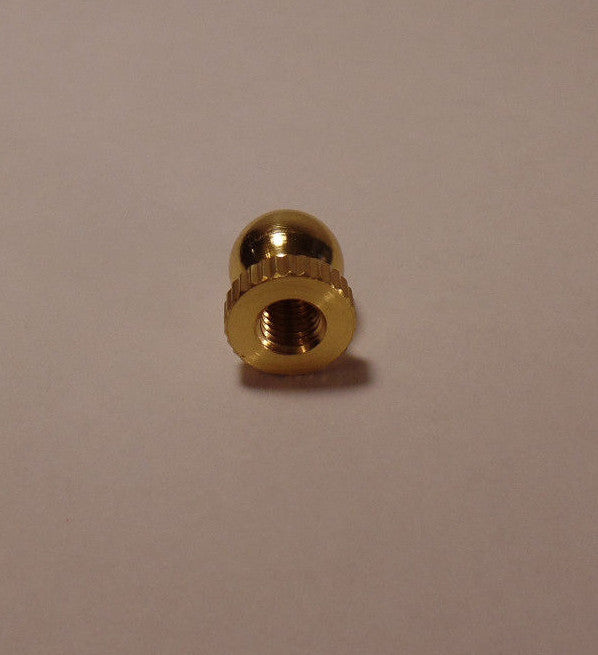 New Small Turned Brass Knob Finial For Standard Lamp Harps, 9/16" ht.,Burn. Laq.