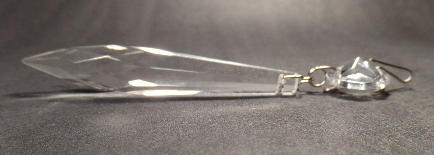 2 1/2" (63mm) LONG CLEAR CRYSTAL U-DROP PRISM CHROME PINS SOLD INDIVIDUALLY 153N