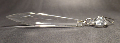 2 1/2" (63mm) LONG CLEAR CRYSTAL U-DROP PRISM CHROME PINS SOLD INDIVIDUALLY 153N
