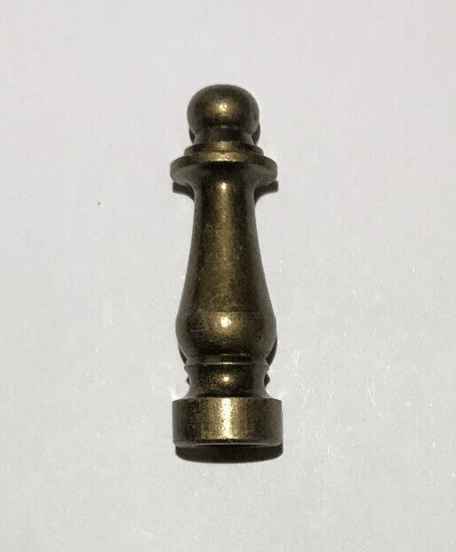 New 1 1/2" Column Style Brass Lamp Finial, Antique Brass Finish, 1/4 - 27F, BF950A - Stone Door Lamps