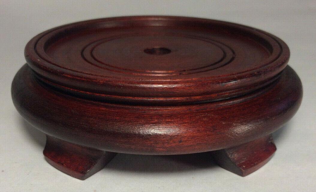 New 3.5" Footed Oriental Wooden Lamp Base w/ Rosewood Finish 1/8 IP Slip #WB251R - Stone Door Lamps