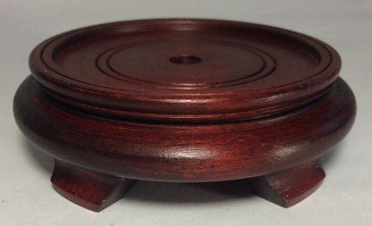 New 3.5" Footed Oriental Wooden Lamp Base w/ Rosewood Finish 1/8 IP Slip #WB251R - Stone Door Lamps