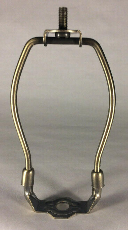 New 5 1/2" Miniature Lamp Harp, Antique Brass Finish For Small Lamps Reg. Weight - Stone Door Lamps