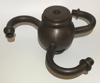 New 3 Spiral Arm Heavy Brass Antique Bronze Lamp Cluster, 5" Across 1/8F #LC459B - Stone Door Lamps