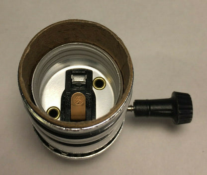 New 3-Way Nickel Finish Medium Base Turn Knob Lamp Socket SO346N