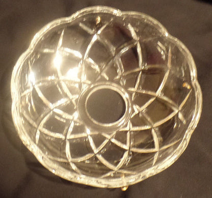 NEW 4" Pressed Glass Round Lamp Prism Chandelier Bobeche w/ 4 Brass Pins #BB900