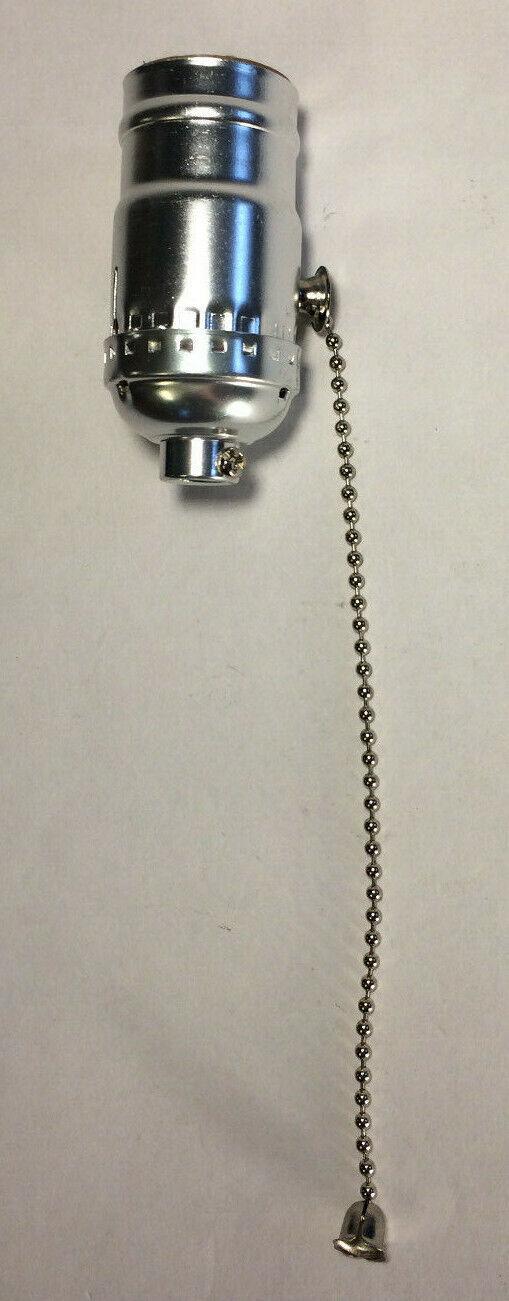 New Pull Chain Lamp Socket (On/Off) Medium Base With Nickel Finish SO320N - Stone Door Lamps