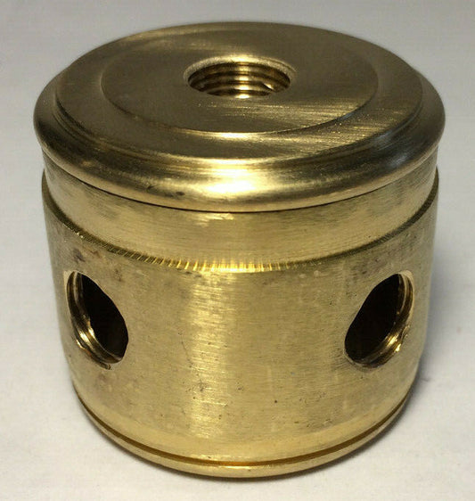 New Turned Brass 2 Pc. Modern Cluster Body, 4 Holes, 1/8F Tap, Unfinished CB437