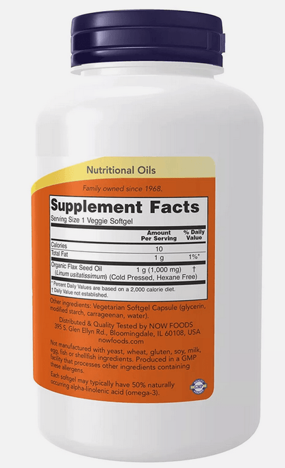 NOW FOODS Flax Oil 1000 mg Vegan Formula 120 Veggie Softgels, Expires 5/26 - Stone Door Lamps