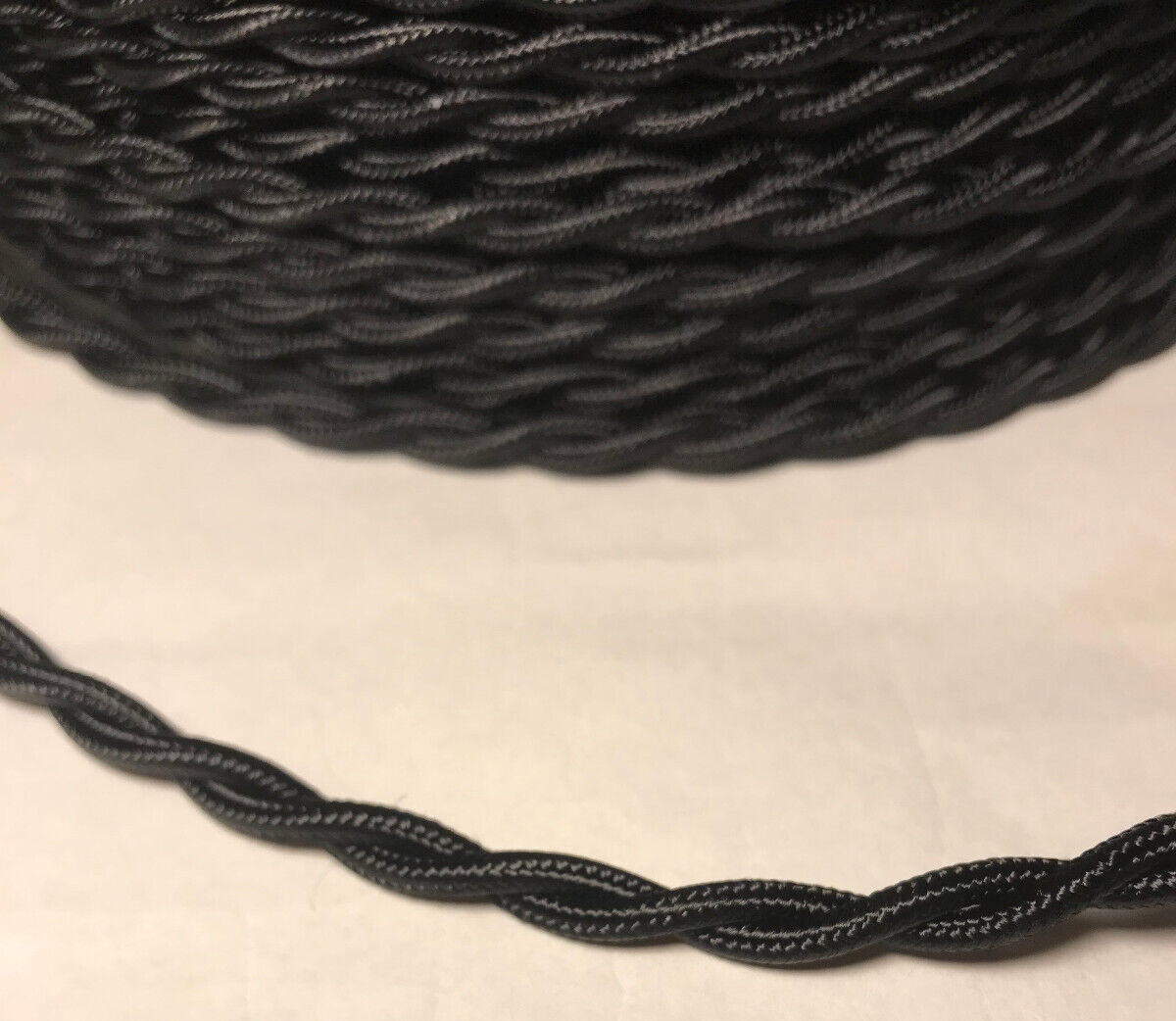 New High Quality Black Rayon Covered Twisted Pair Lamp Cord Sold Per Ft. 6' Min.