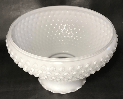 New 10" Cased Clear Over Opal White Glass Hobnail Student Lamp Shade Crimped Top - Stone Door Lamps