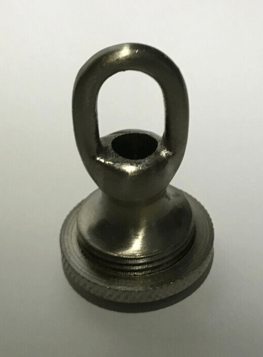 New 1 3/4" Satin Nickel, Brass Screw Collar Loop For Canopy W/ Wire Way, 1/4F - Stone Door Lamps