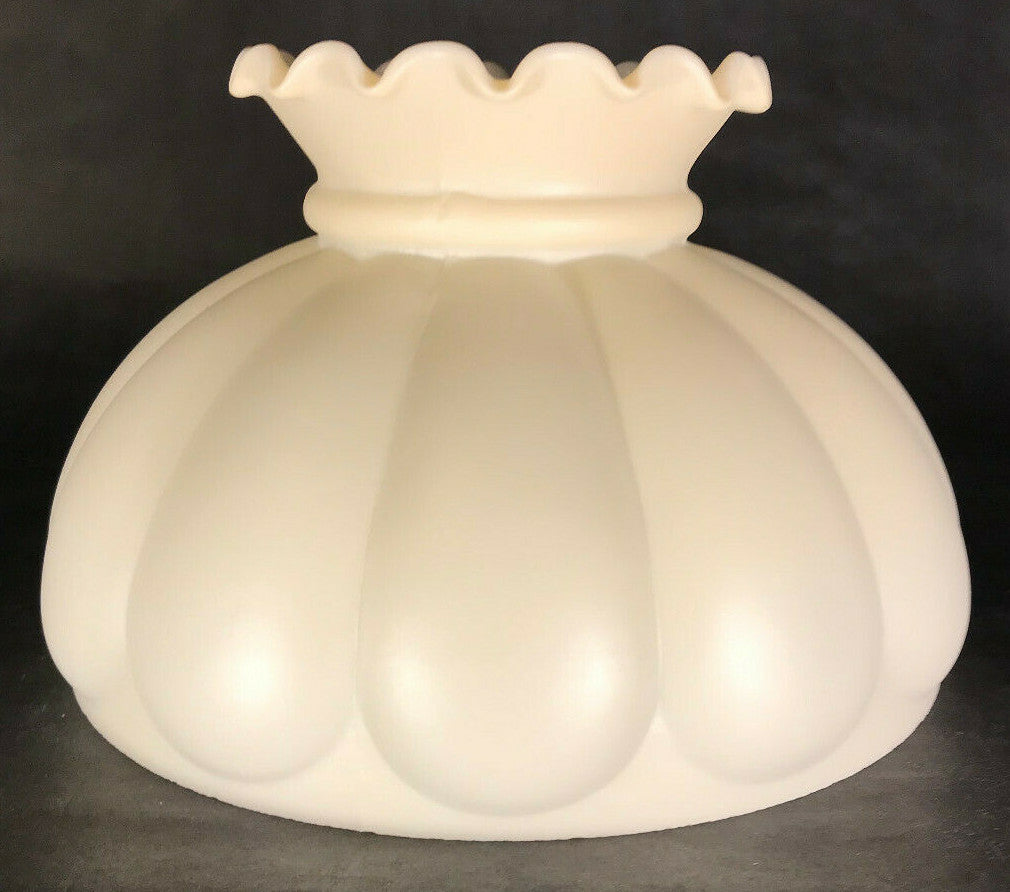 New 10" Melon Student Lamp Shade, Opal Glass Cream Painted Background, Crimp Top