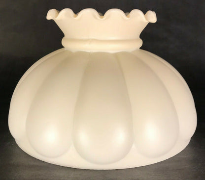 New 10" Melon Student Lamp Shade, Opal Glass Cream Painted Background, Crimp Top