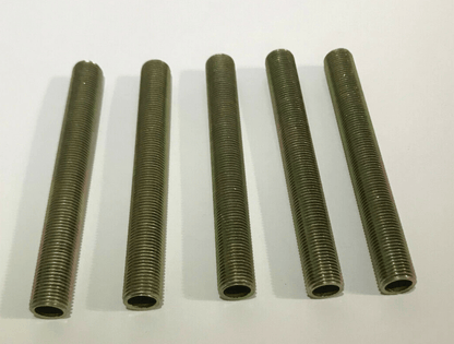Lot Of 5, 4 1/2" ,1/8 IP Zinc Plated Steel Lamp Nipples 3/8" O.D. Rust Resistant - Stone Door Lamps