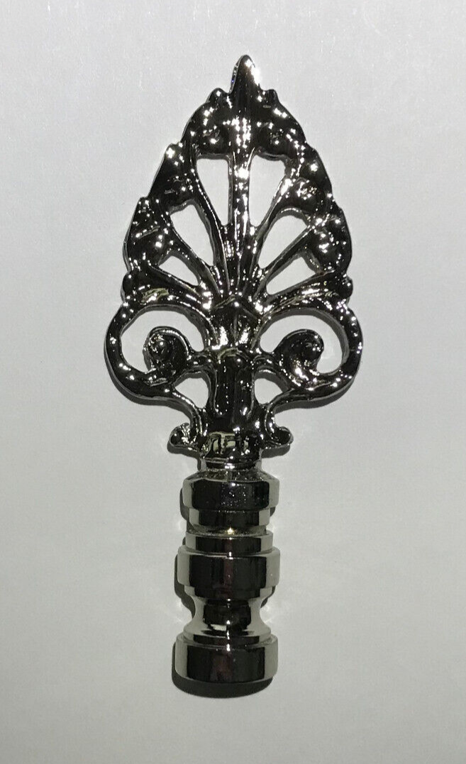 New 3 3/8" Cast Metal Decorative Lamp Finial,  Nickel Finish, 1/4-27F, #LF116N