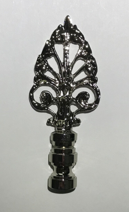 New 3 3/8" Cast Metal Decorative Lamp Finial,  Nickel Finish, 1/4-27F, #LF116N