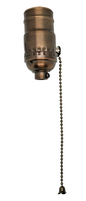 New On/Off Pull Chain Lamp Socket, Solid Brass, Antique Bronze Finish #SO286B