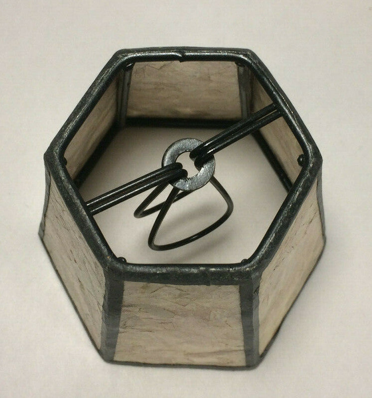 2.5"x4"x3.75" Mini Mica Chandelier Shade Parchment Color Hexagon Style Bulb Clip