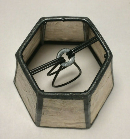 2.5"x4"x3.75" Mini Mica Chandelier Shade Parchment Color Hexagon Style Bulb Clip