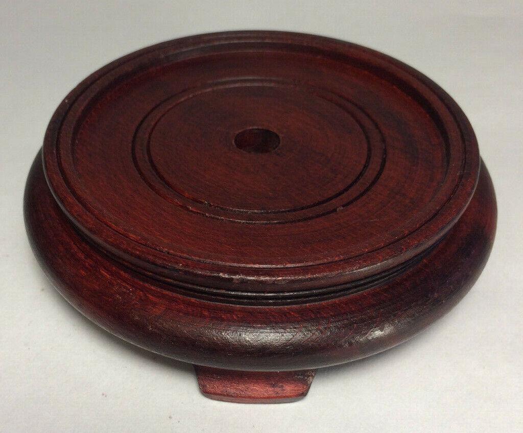 New 3.5" Footed Oriental Wooden Lamp Base w/ Rosewood Finish 1/8 IP Slip #WB251R - Stone Door Lamps