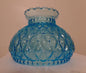 NEW 7" Diamond Quilted Light Blue Glass Oil Student Lamp Shade Crimp Top #PS663 - Stone Door Lamps