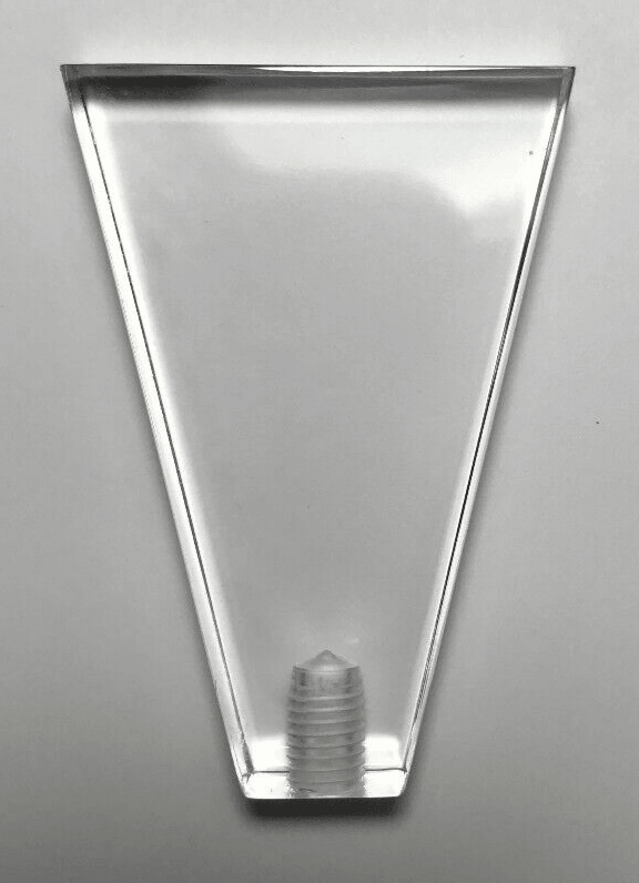 New Clear Acrylic Flat Triangle Lamp Harp Finial, 2 1/8" ht. 1/4 - 27F Tap (1/4") - Stone Door Lamps