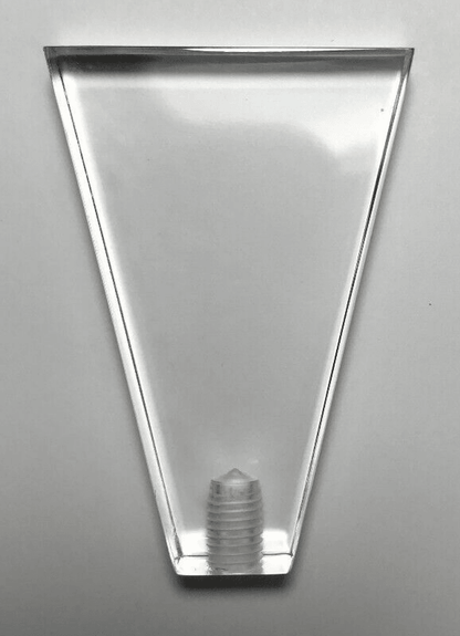 New Clear Acrylic Flat Triangle Lamp Harp Finial, 2 1/8" ht. 1/4 - 27F Tap (1/4") - Stone Door Lamps