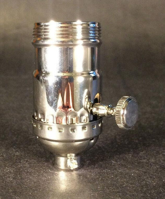 3 - way Uno Thread Brass Early Electric Industrial Style Lamp Socket Nickel finish - Stone Door Lamps