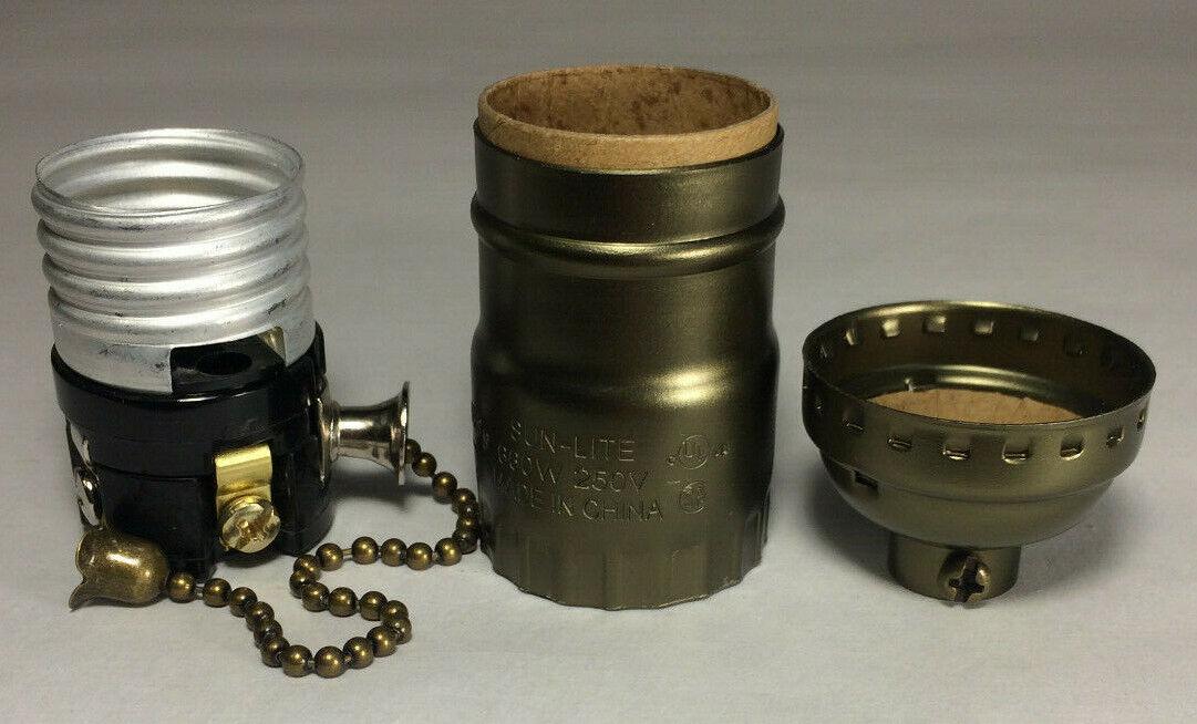 New Pull Chain Lamp Socket (On/Off) Medium Base With Antique Finish SO320A - Stone Door Lamps