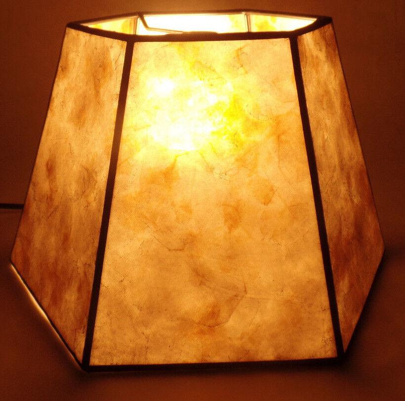 7" x 12" x 7 1/2" Onyx Color Hexagon Style Mica Bridge Floor Lamp Shade #703s - Stone Door Lamps