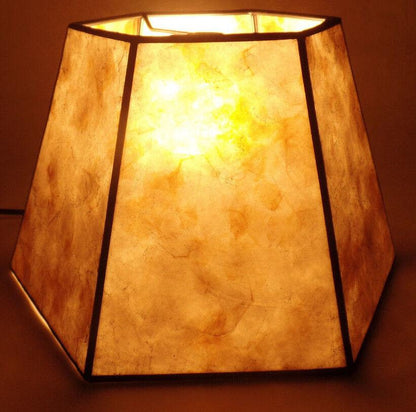 7" x 12" x 7 1/2" Onyx Color Hexagon Style Mica Bridge Floor Lamp Shade #703s - Stone Door Lamps
