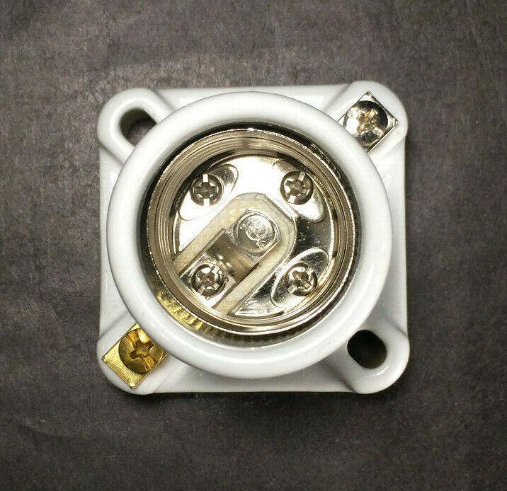 New 2" Square Medium Base Porcelain Pony Cleat Lamp Socket #PS717 - Stone Door Lamps