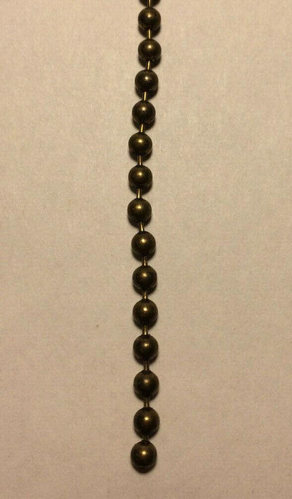 Antique Brass Beaded Chain For Lamp Sockets & Ceiling Fans, Sold Per Ft. #BC600A - Stone Door Lamps