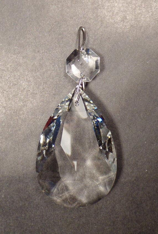 2" (50mm) Clear Glass Crystal Pendalogue Prism w/ Chrome Pins Chandelier Lamp - Stone Door Lamps