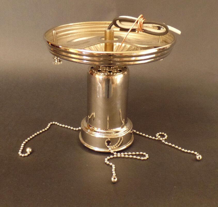 New Nickel Finish Bead Chain Ceiling Light Fixture Hardware Set For 3 Hole Shade - Stone Door Lamps