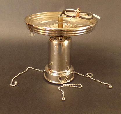 New Nickel Finish Bead Chain Ceiling Light Fixture Hardware Set For 3 Hole Shade - Stone Door Lamps