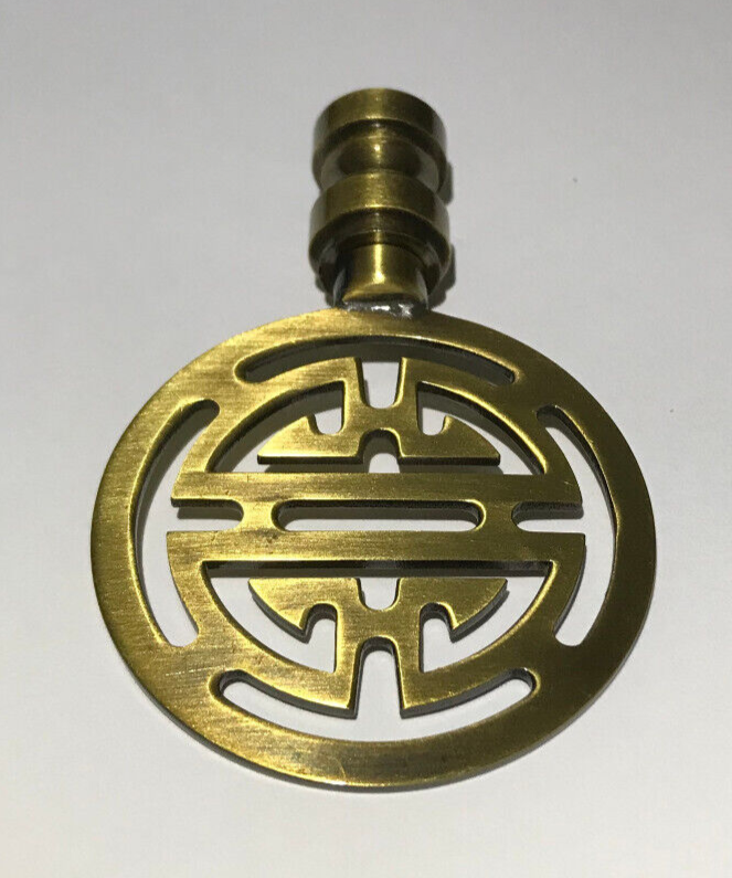 New 2 3/4" Brass Oriental Lamp Finial, Antique Brass Finish, 1/4-27F #BF161A