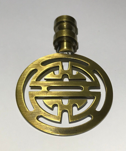 New 2 3/4" Brass Oriental Lamp Finial, Antique Brass Finish, 1/4-27F #BF161A