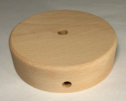 New 4" Modern Style Disc Shaped Rustic Wooden Lamp Base w/ Wire Way Hole #WB312U - Stone Door Lamps