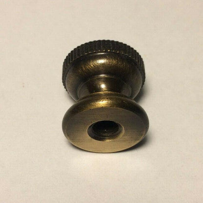 New Antique Brass Knurled Ball Finial For Standard Lamp Harps, 7/8" ht. #BF411A - Stone Door Lamps
