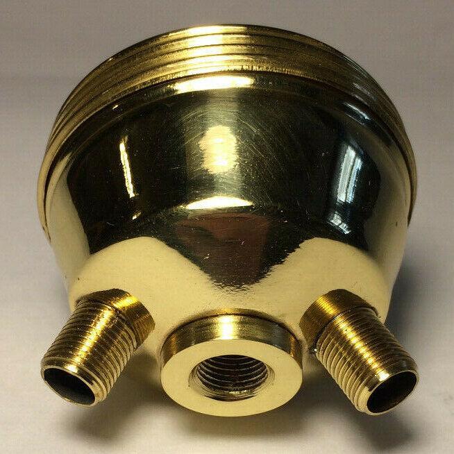 New Brass Cluster Head Lamp Part, 2 Light, 1/8F Tap, Polished & Lacquered #CH458 - Stone Door Lamps