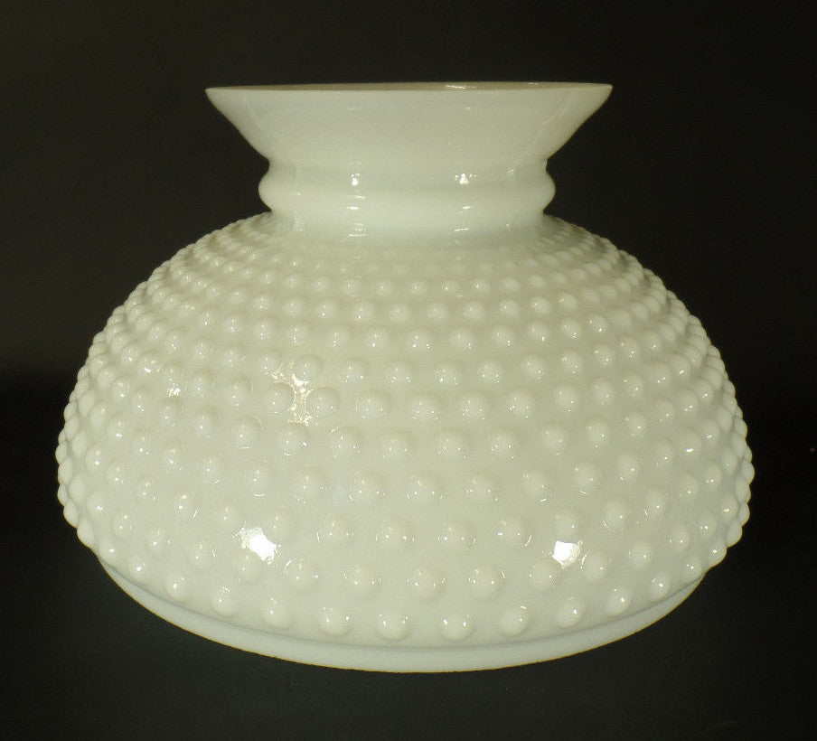 New 10" Fitter Opal White Milk Glass Hobnail Student Lamp Shade USA Made #SH162