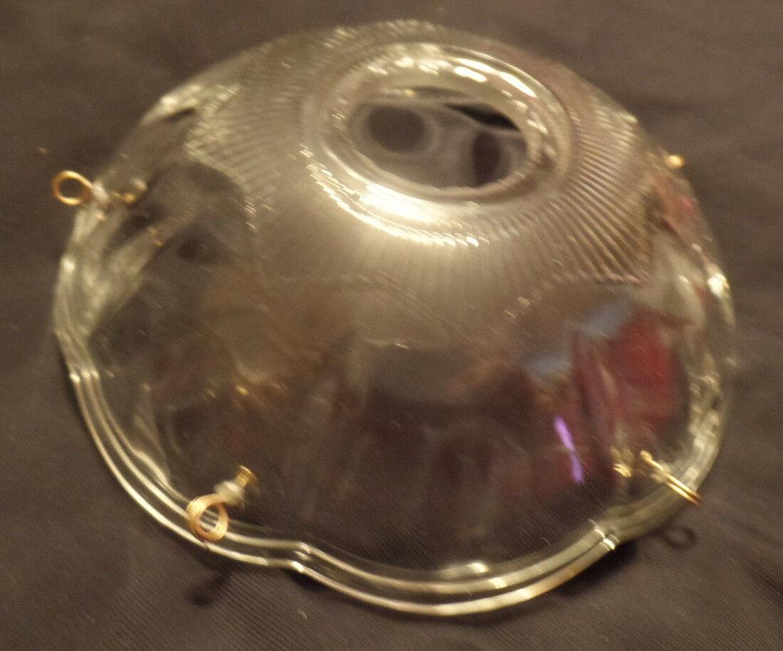 NEW 4" Pressed Glass Round Lamp Prism Chandelier Bobeche w/ 5 Brass Pins #BB902 - Stone Door Lamps