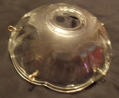 NEW 4" Pressed Glass Round Lamp Prism Chandelier Bobeche w/ 5 Brass Pins #BB902 - Stone Door Lamps
