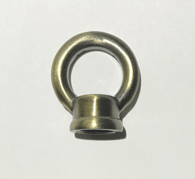 New 1" Cast Brass Loop With Wire Way, Antique Brass Finish 1/8F Tap(3/8") BL954A - Stone Door Lamps