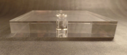 New 4" Diameter Clear Square Acrylic Lamp Base Break w/ Counter Sunk Center Hole