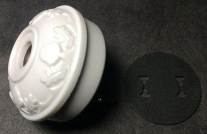 New White Acorn Early Electrical Style Lamp Plug for Antique Lamps + Insulator - Stone Door Lamps